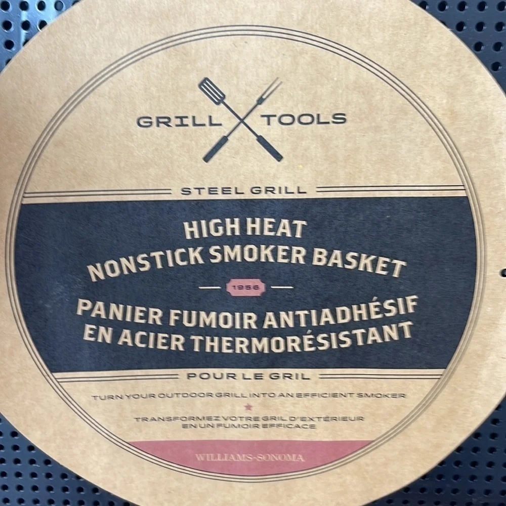 Williams Sonoma High Heat Nonstick Smoker Basket BBQ Grill Pan Steel 15”x13” New